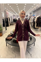 NİLİWİ-ZİNCİR DETAYLI HIRKA BORDO