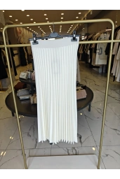 SENTEZ-BELİ LASTİKLİ PİLİSELİ ETEK EKRU