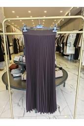 SENTEZ-BELİ LASTİKLİ PİLİSELİ ETEK KAHVE