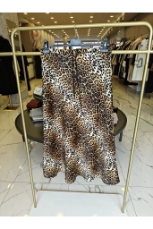 SENTEZ-LEOPAR SATEN KLOŞ ETEK CAMEL