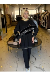 SOLİS-GOLD DETAYLI TAKIM SİYAH