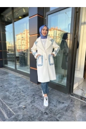 SOLİS-KOT DETAYLI ANGORA KABAN BEYAZ