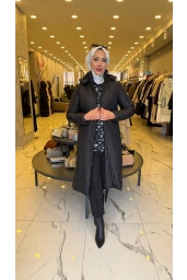 TRENÇ-UZUN BOY ŞİŞME KABAN SİYAH