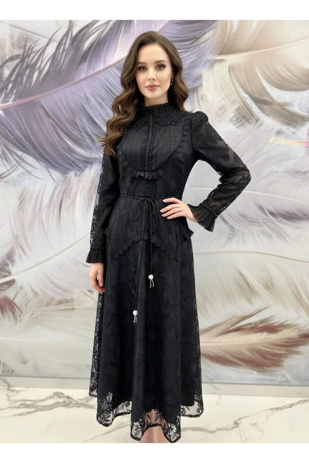 İTHAL-GÜPÜRLÜ ELBİSE SİYAH