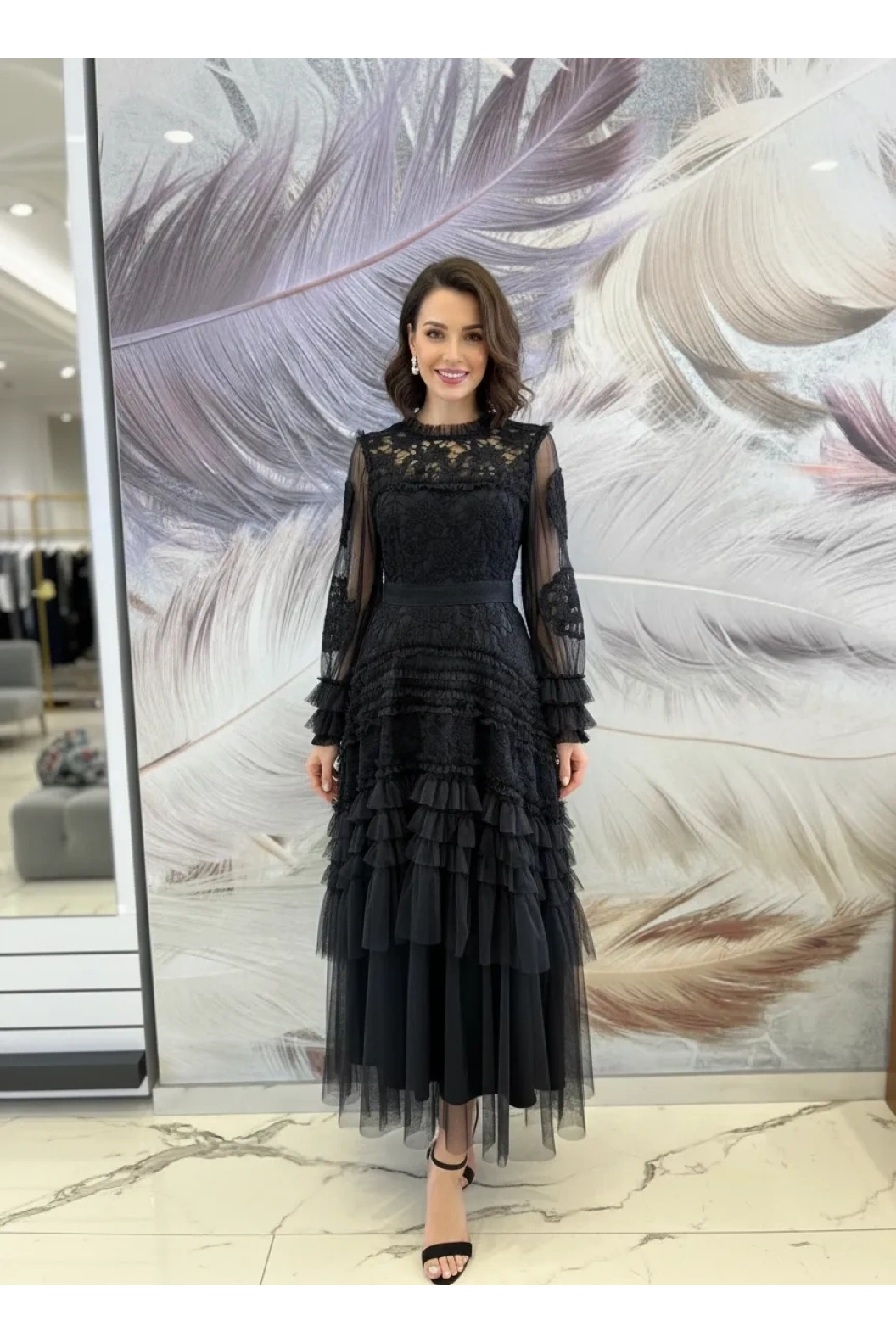 İTHAL-TÜL ELBİSE SİYAH