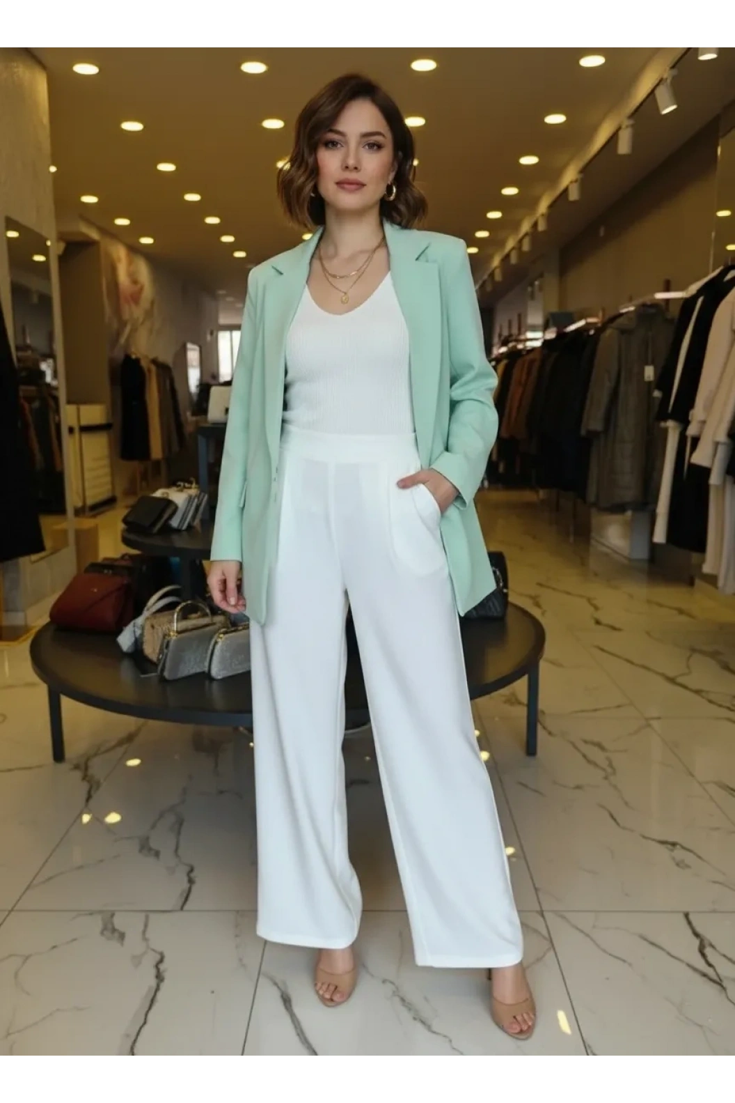 SENTEZ-İYON PİLELİ PANTOLON EKRU