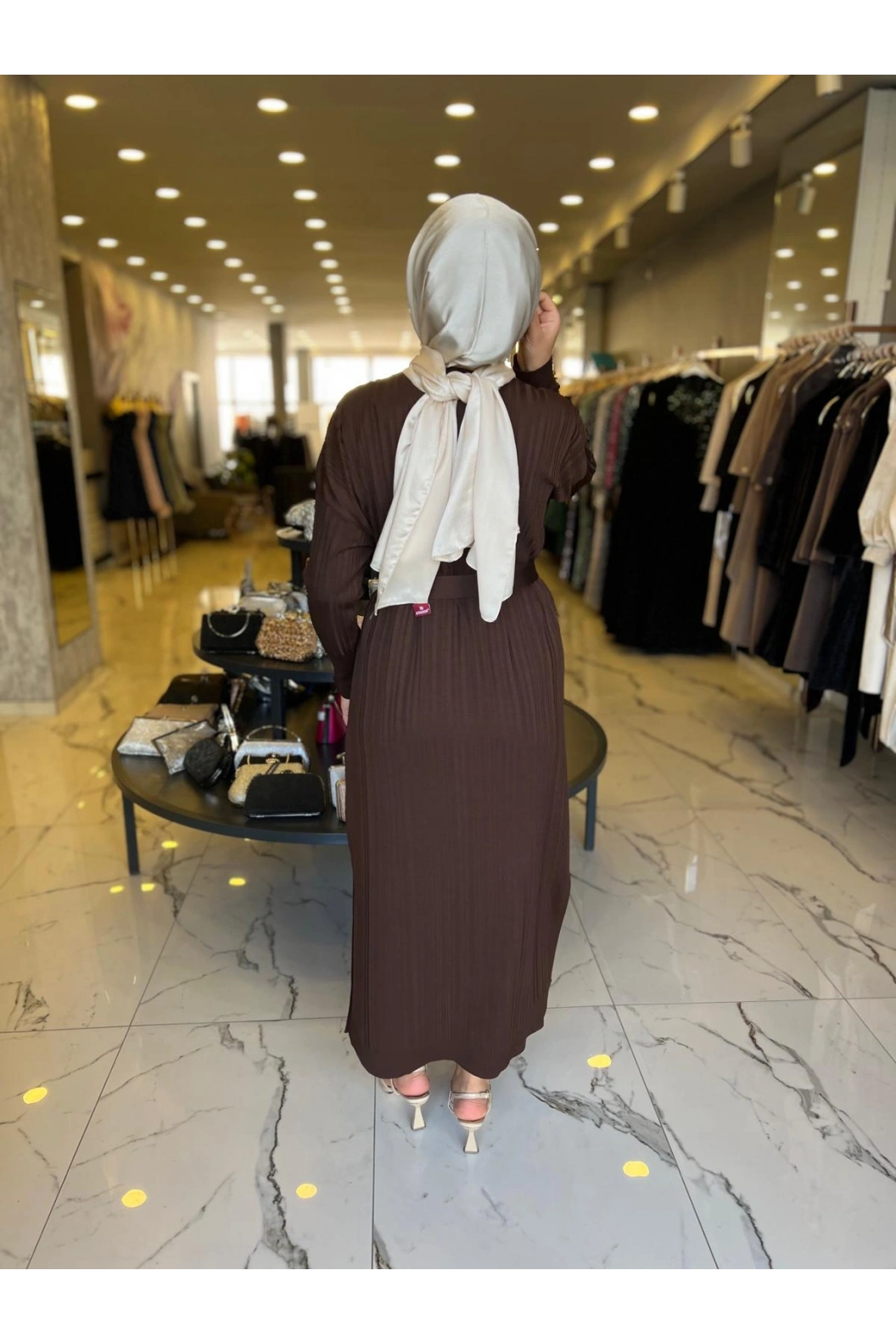 MY312-İKİLİ TRİKO ELBİSE KAHVE