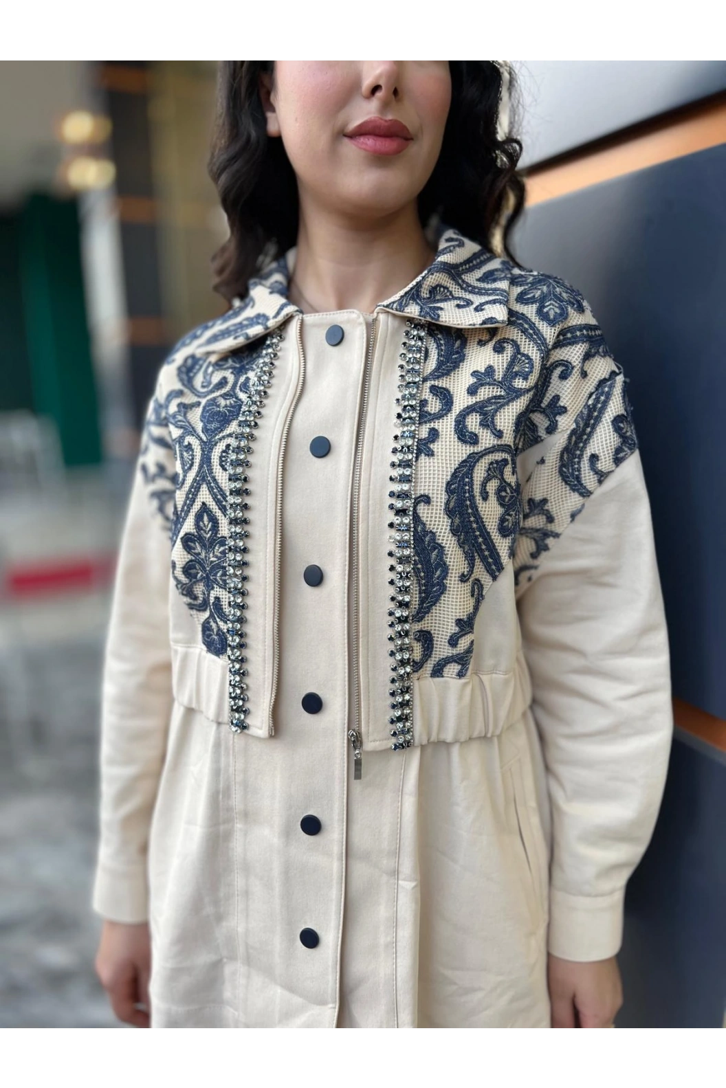 MY312-ÖNÜ TAŞLI DANTELLİ TAKIM BEJ