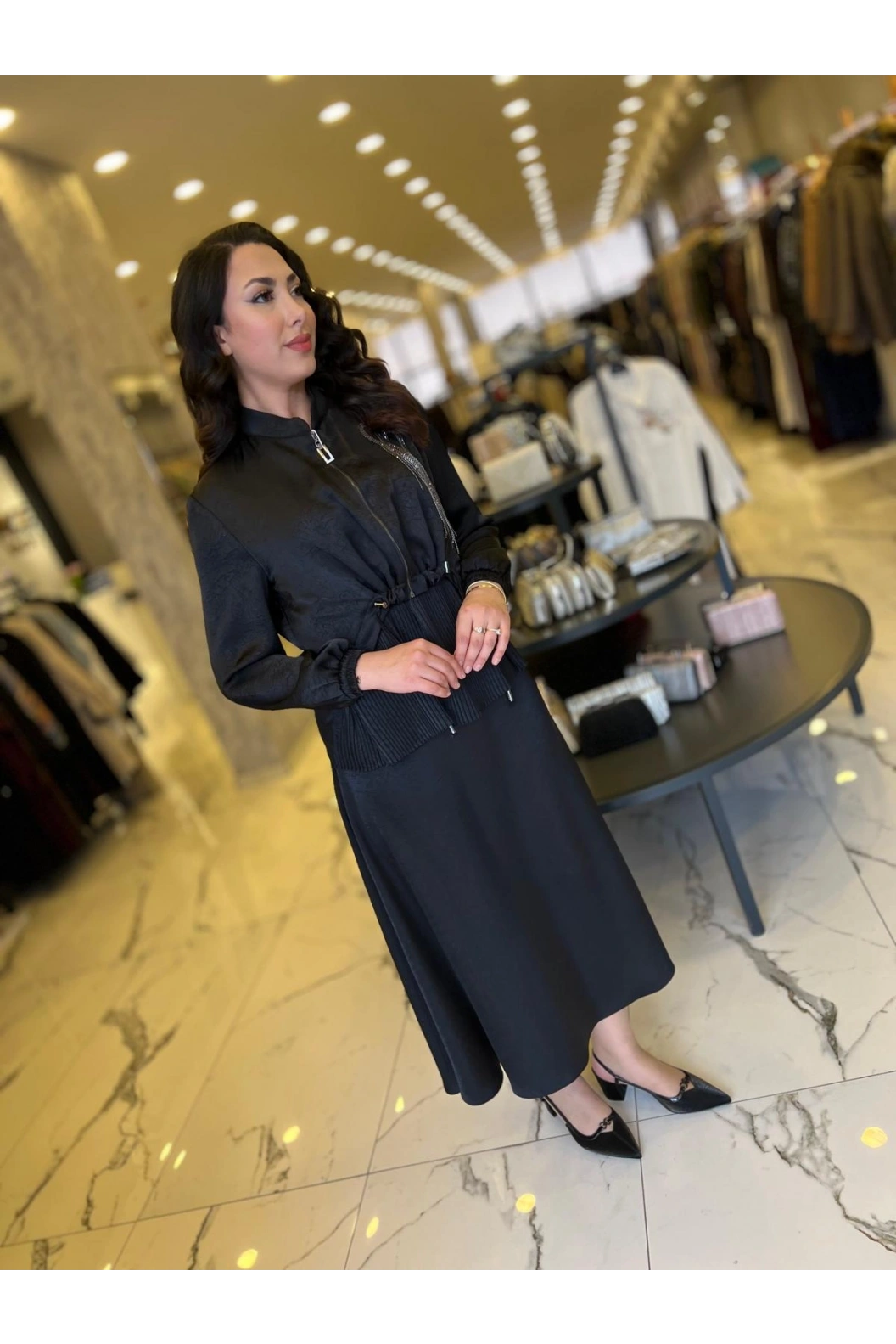 MATEKS-SATEN ETEKLİ TAKIM SİYAH