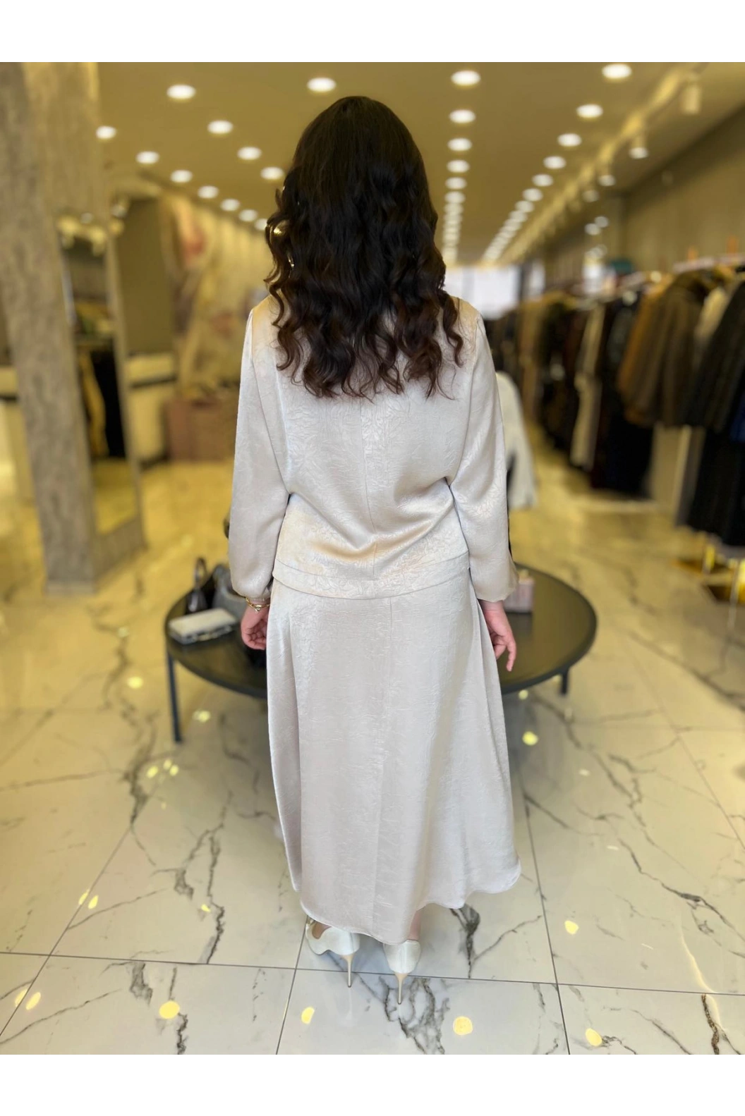 MATEKS-SATEN ETEKLİ TAKIM BEJ