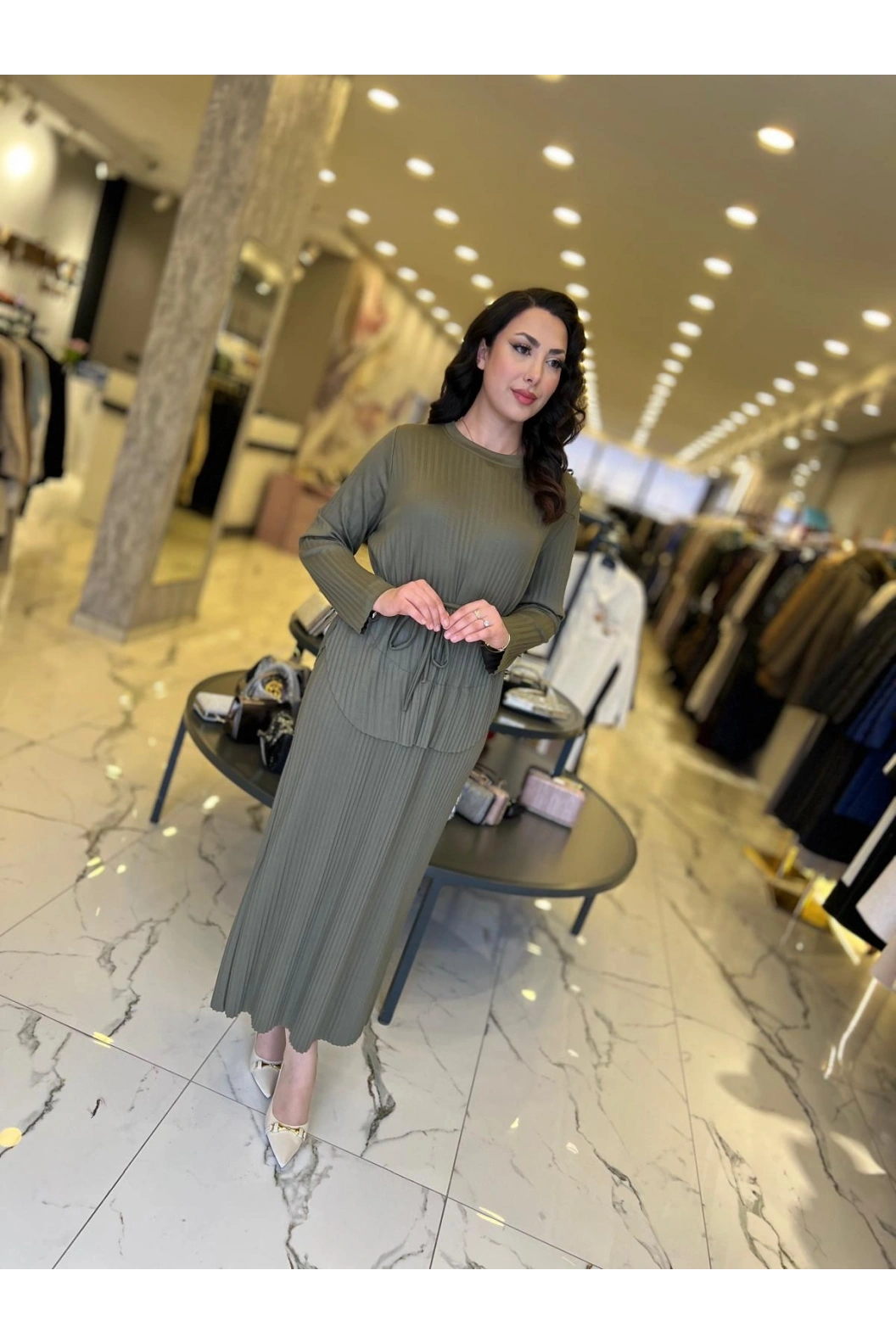 MY312-PLİSELİ ELBİSE HAKİ