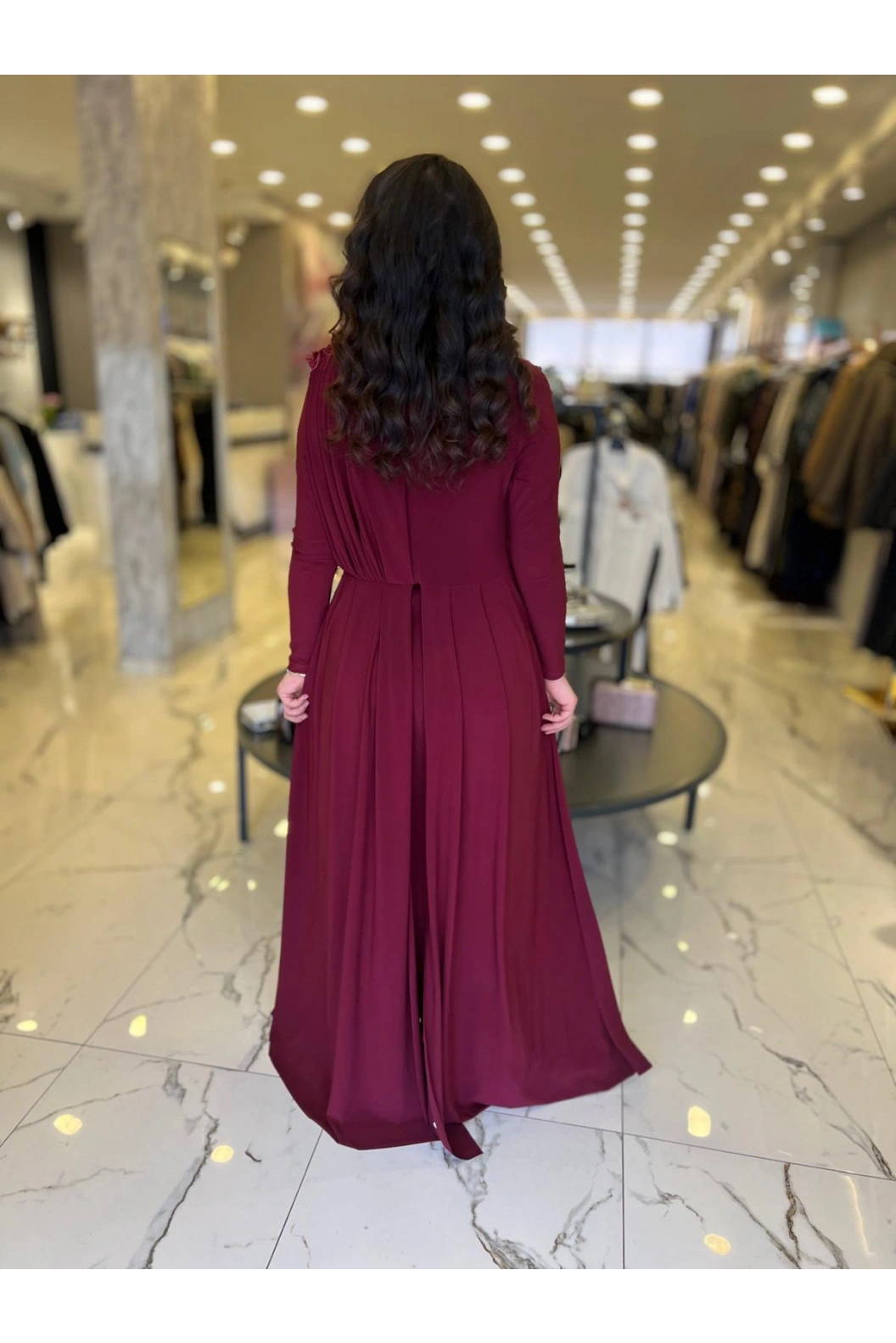 MY312-OMZU AKSESUARLI ELBİSE BORDO