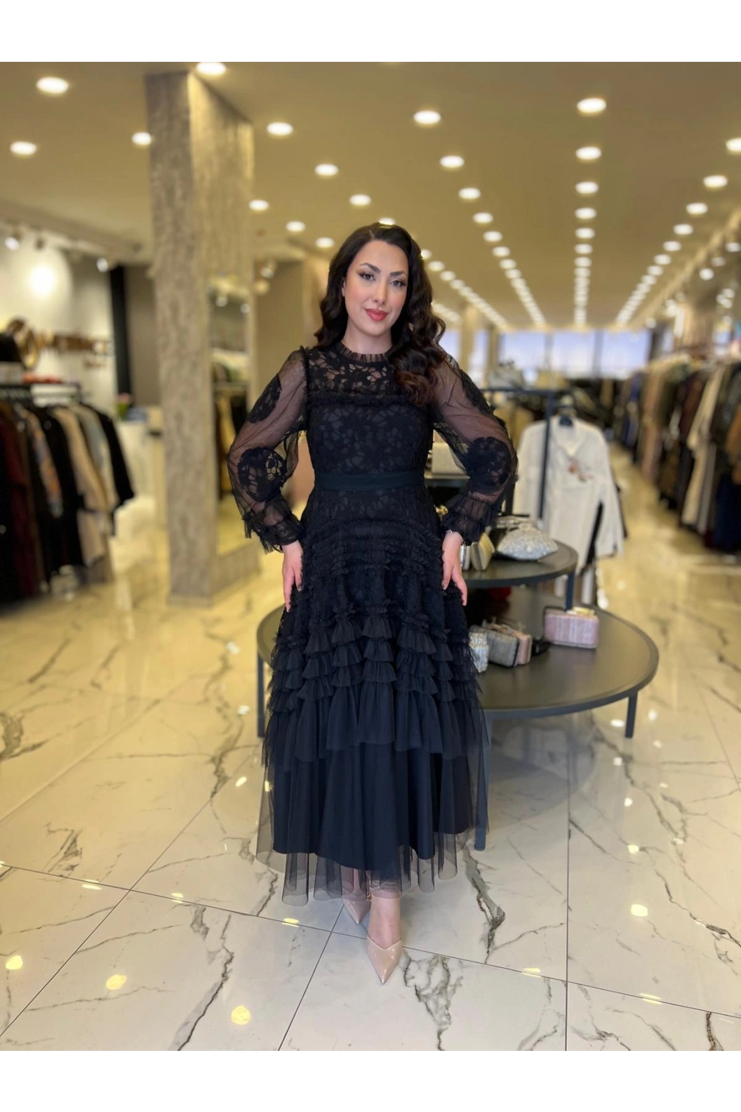 İTHAL-TÜL ELBİSE SİYAH