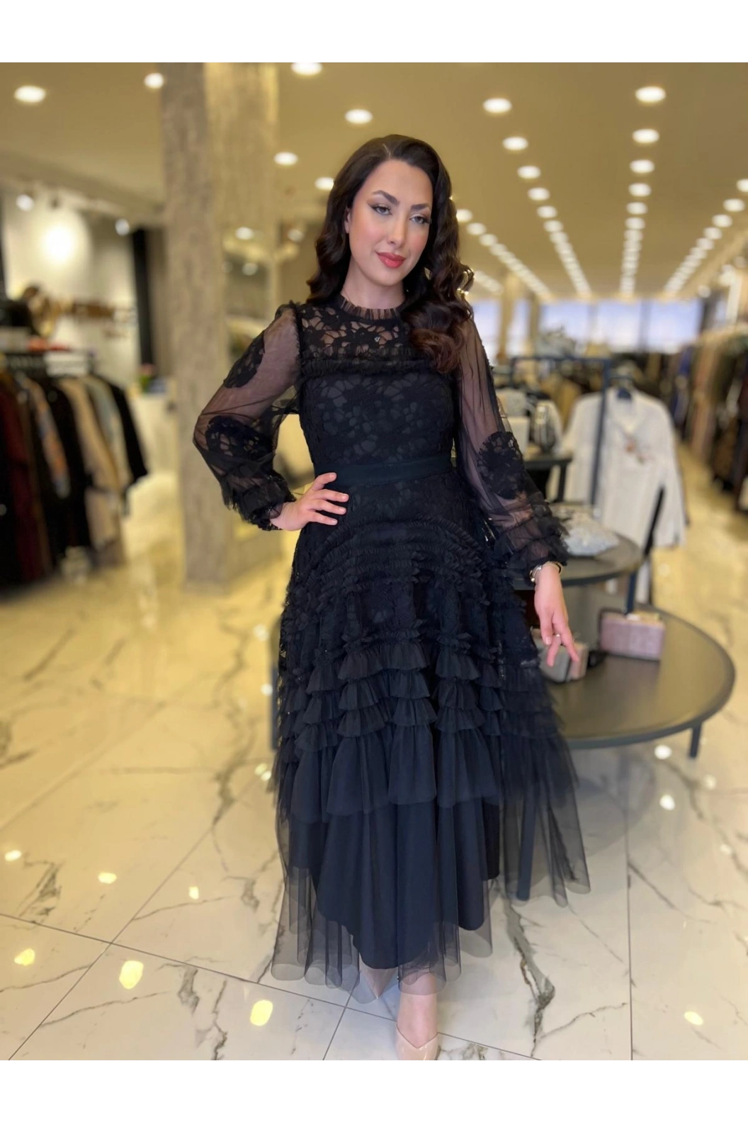 İTHAL-TÜL ELBİSE SİYAH