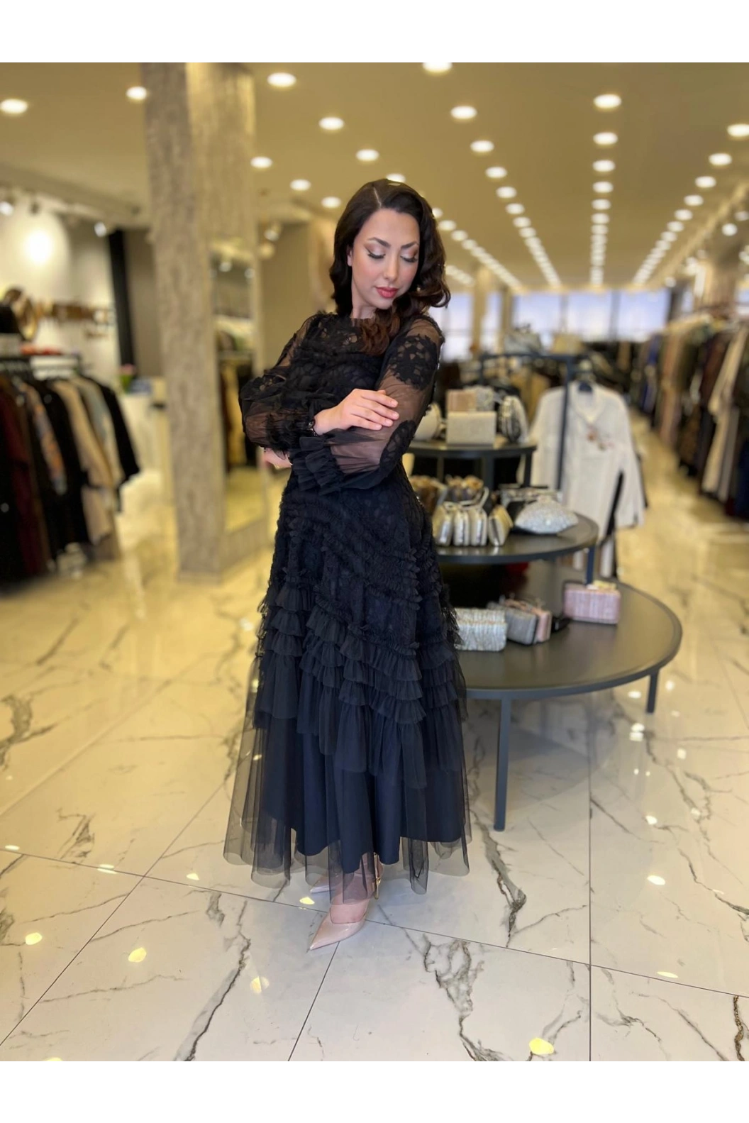 İTHAL-TÜL ELBİSE SİYAH