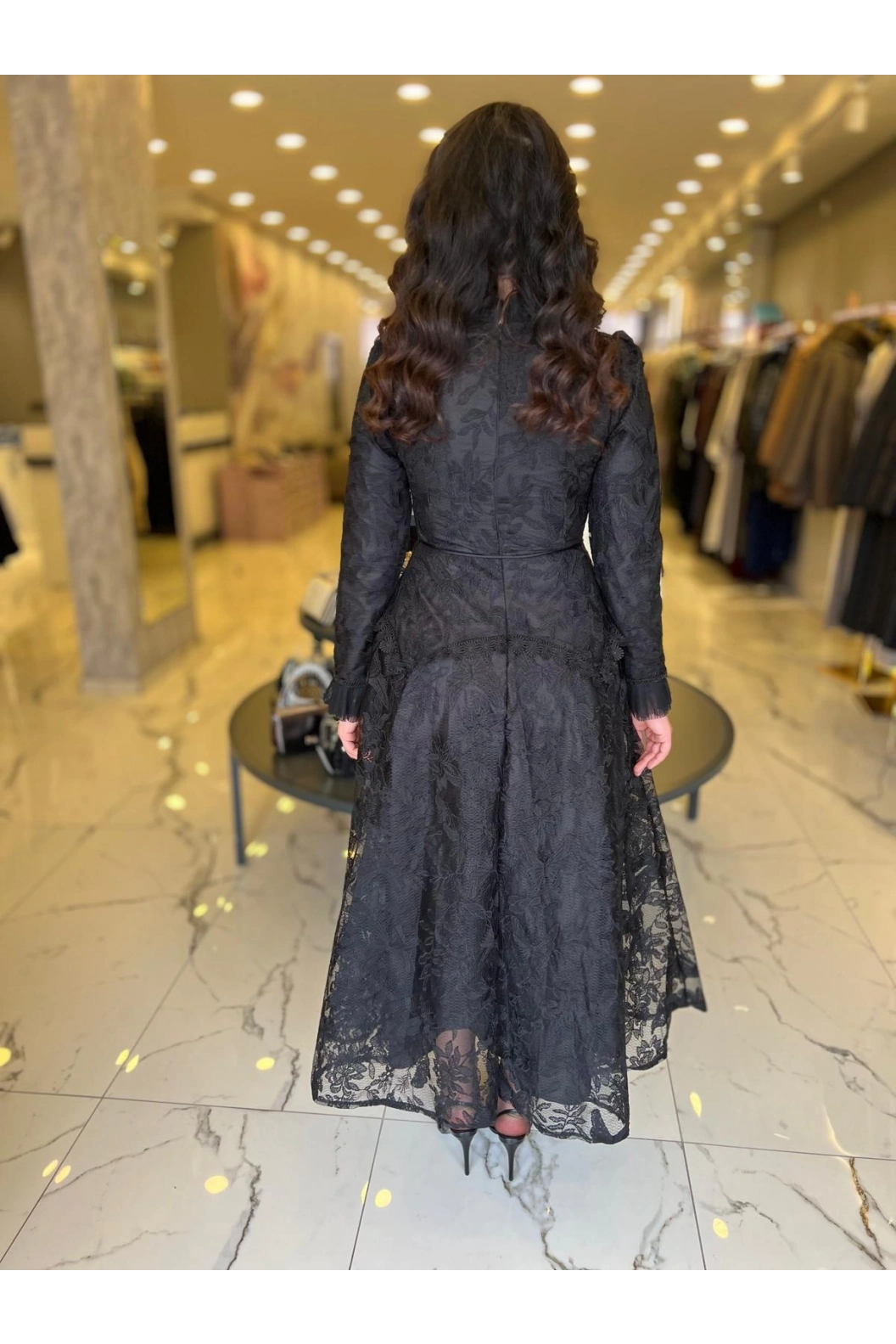 İTHAL-GÜPÜRLÜ ELBİSE SİYAH