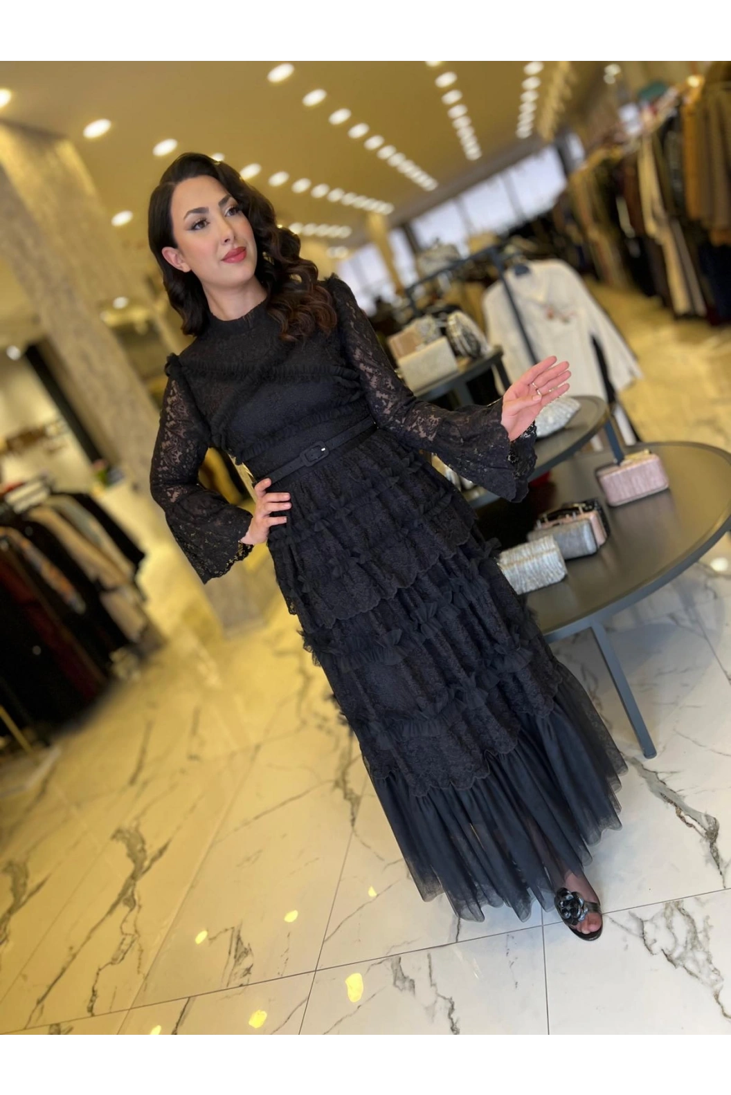 İTHAL-TÜL ELBİSE SİYAH