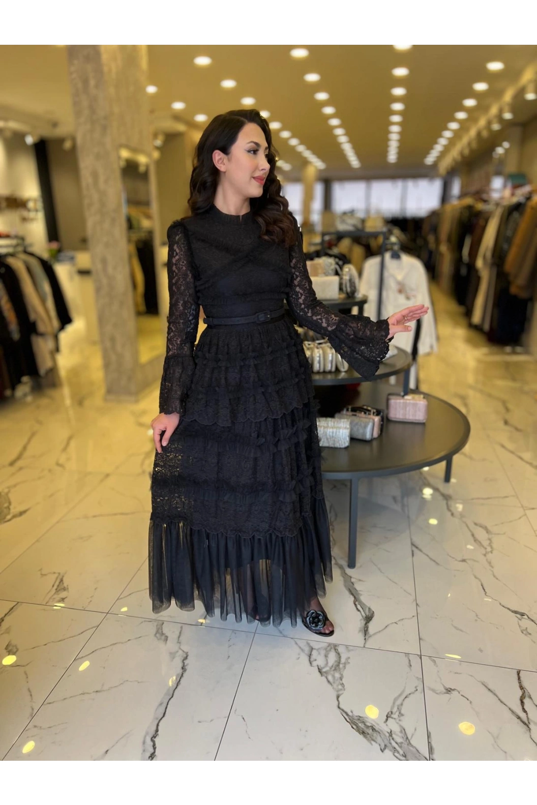 İTHAL-TÜL ELBİSE SİYAH