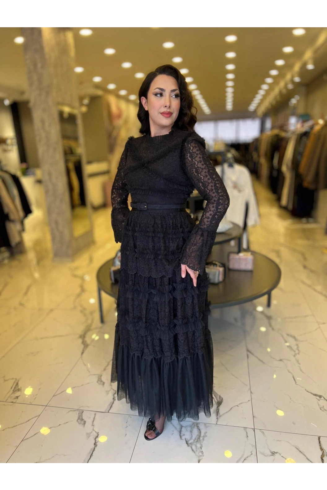İTHAL-TÜL ELBİSE SİYAH