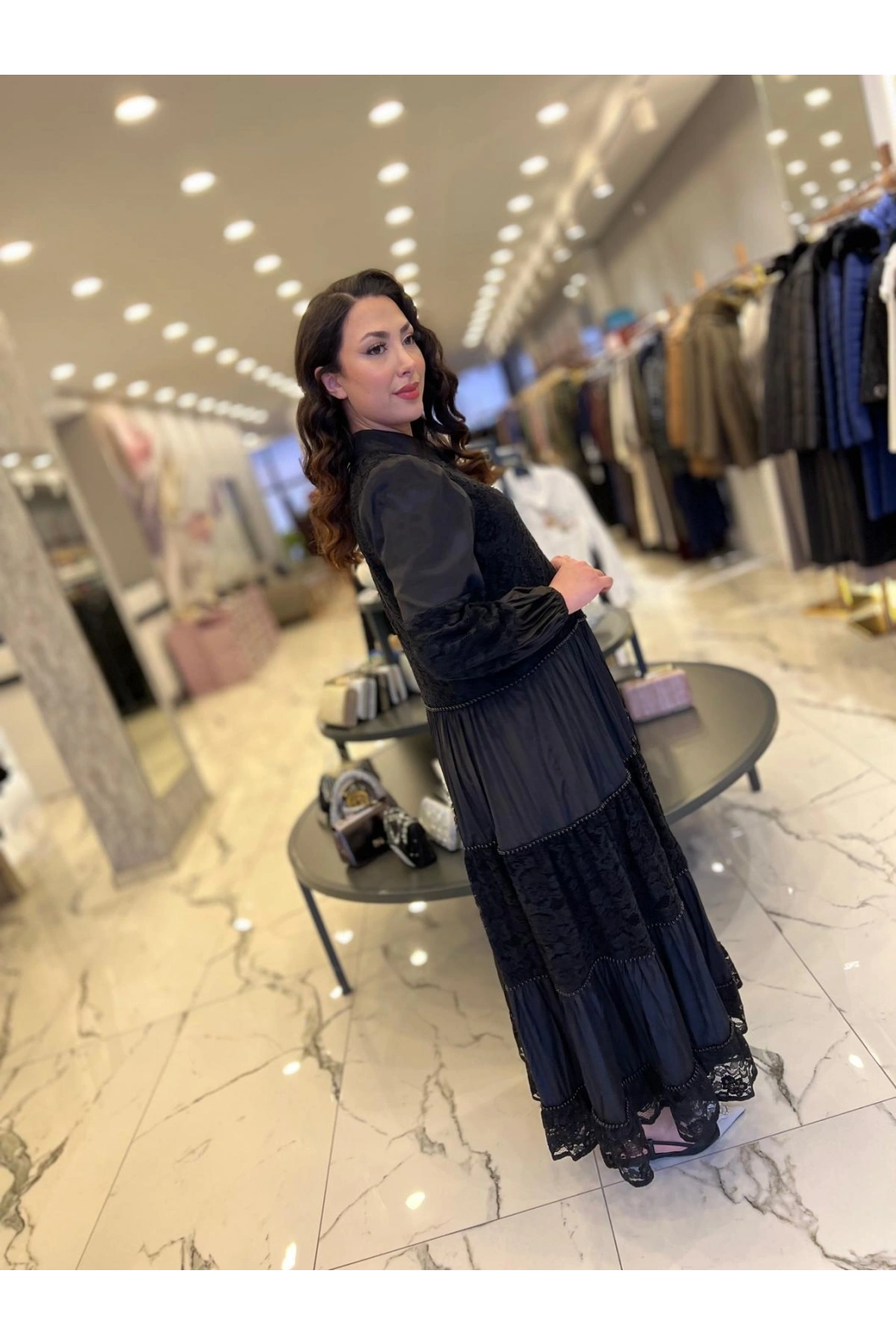 İTHAL-BONCUKLU ELBİSE SİYAH