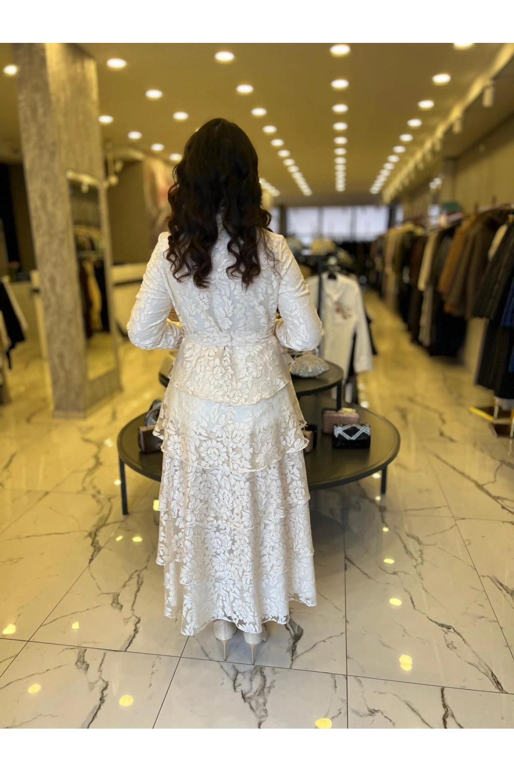 MATEKS-YAKMA ELBİSE EKRU