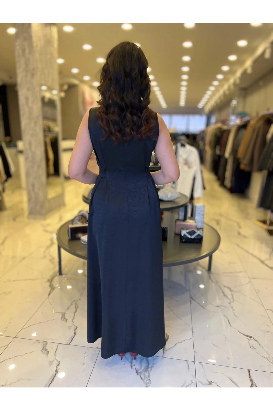 MATEKS-CEKETLİ ELBİSE SİYAH