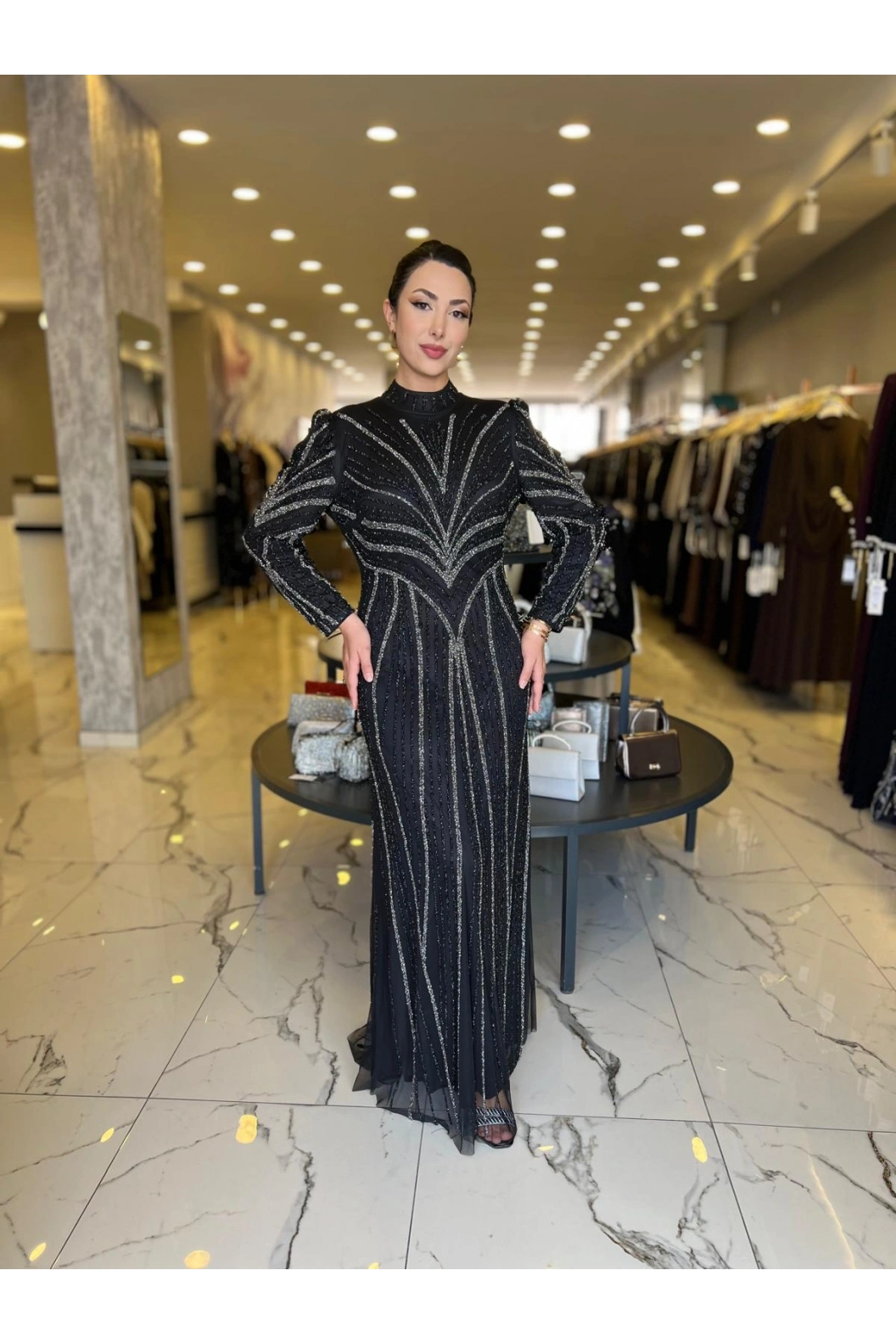 BEYOĞLU-GECE IŞILTISI ABİYE SİYAH