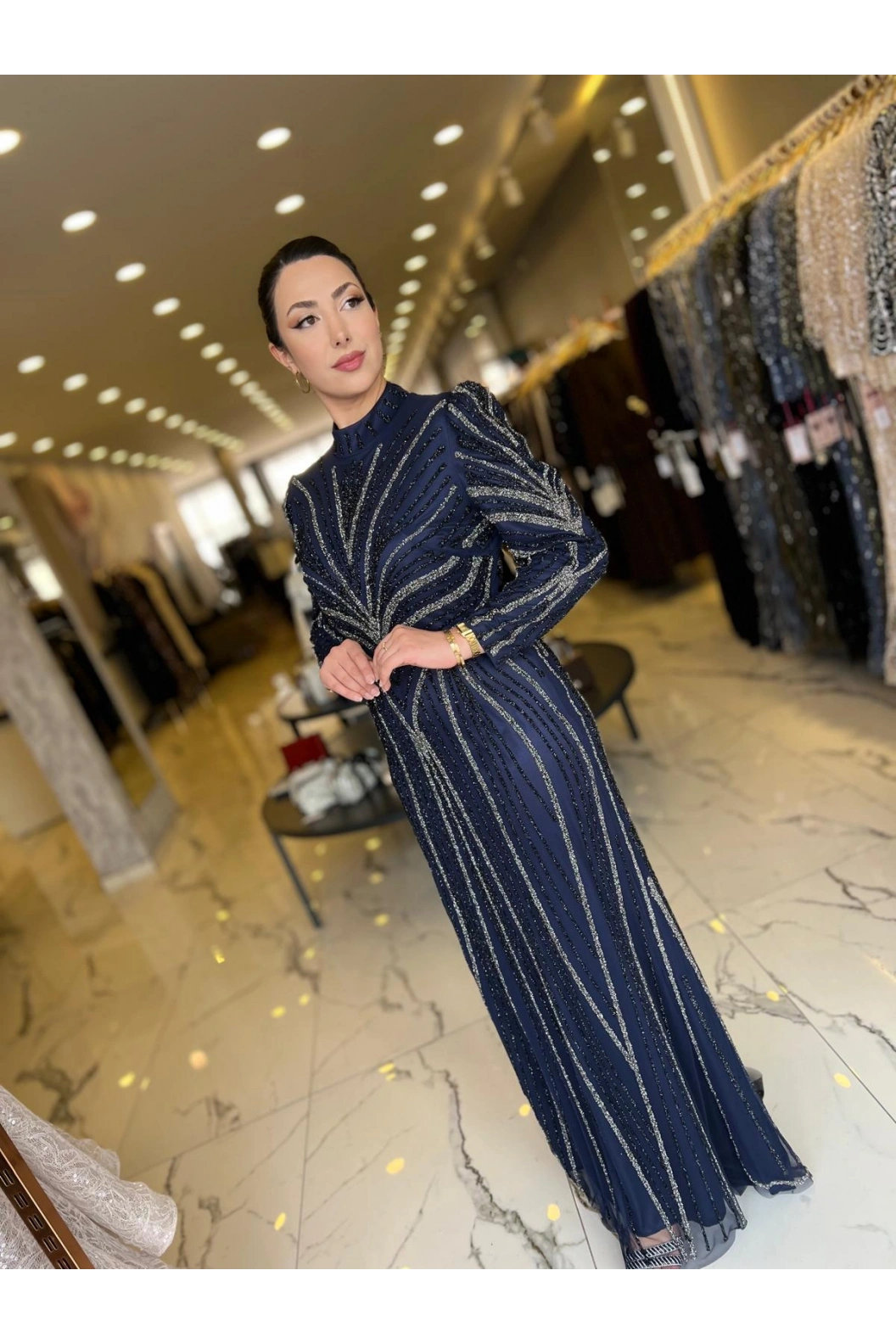 BEYOĞLU-GECE IŞILTISI ABİYE LACİVERT