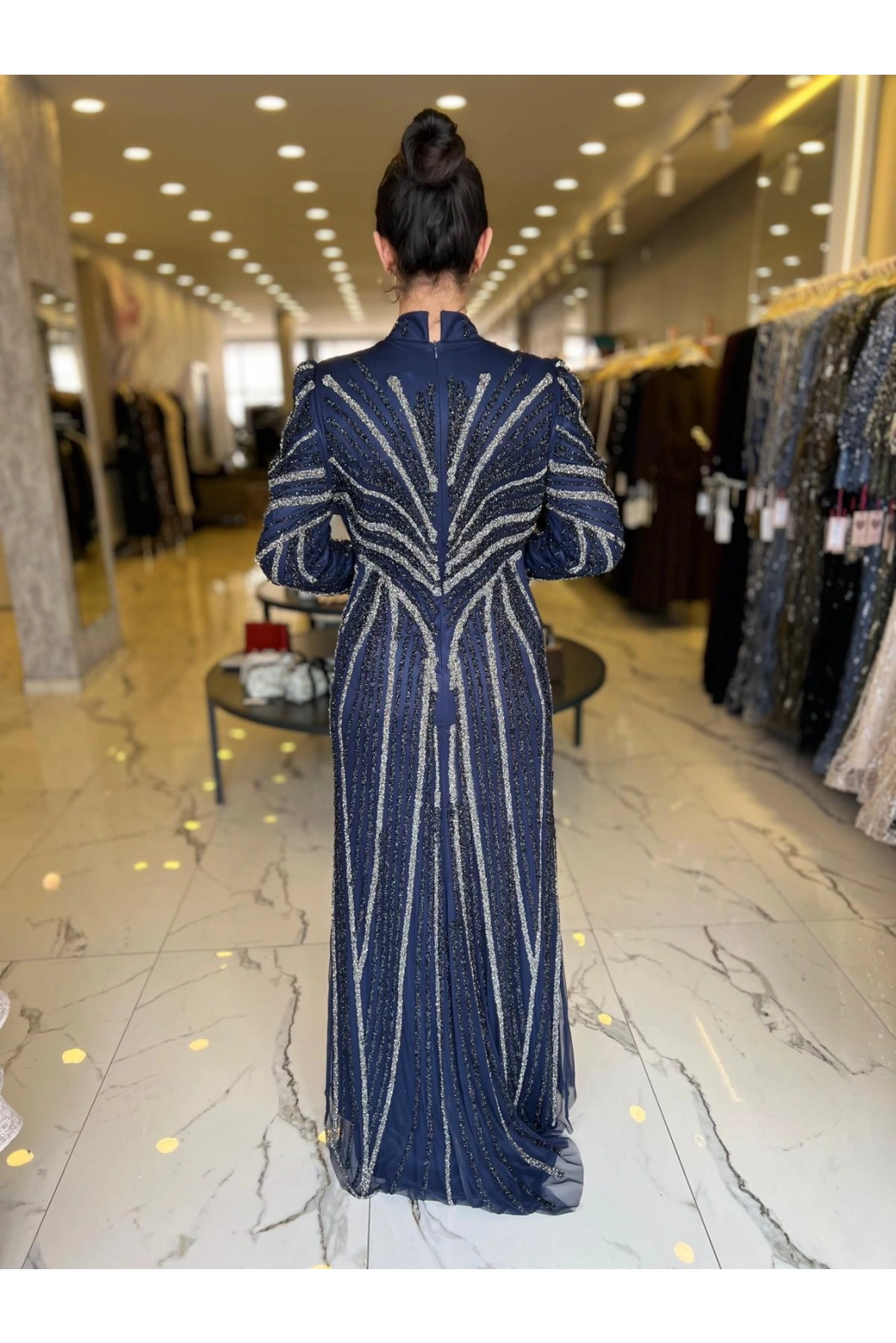 BEYOĞLU-GECE IŞILTISI ABİYE LACİVERT