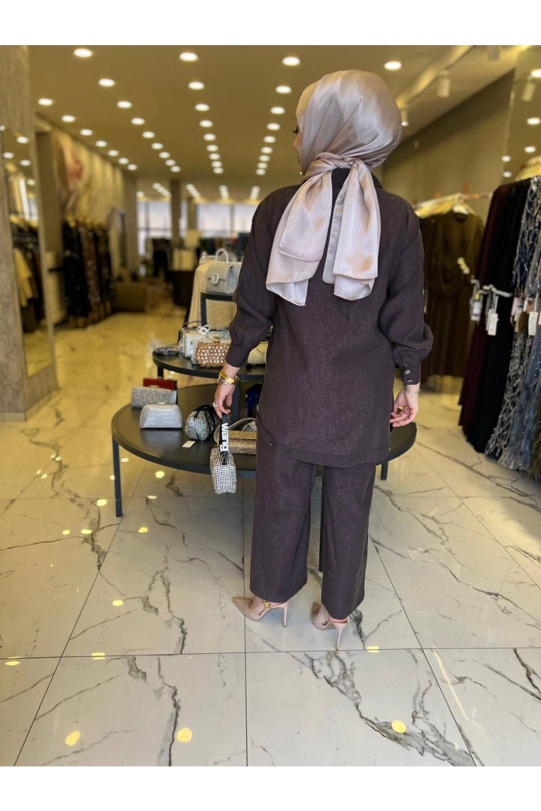 SOLİS-PANTOLONLU İKİLİ TAKIM KAHVE