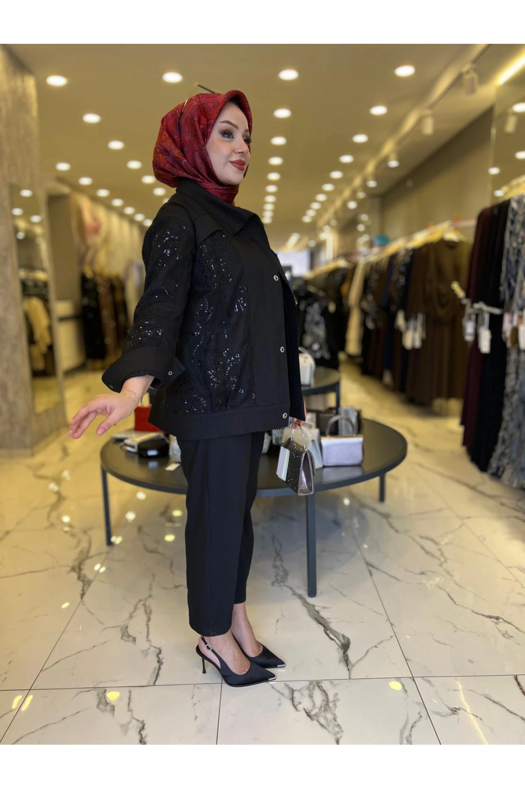 MY312-PAYET DANTELLİ KAP SİYAH