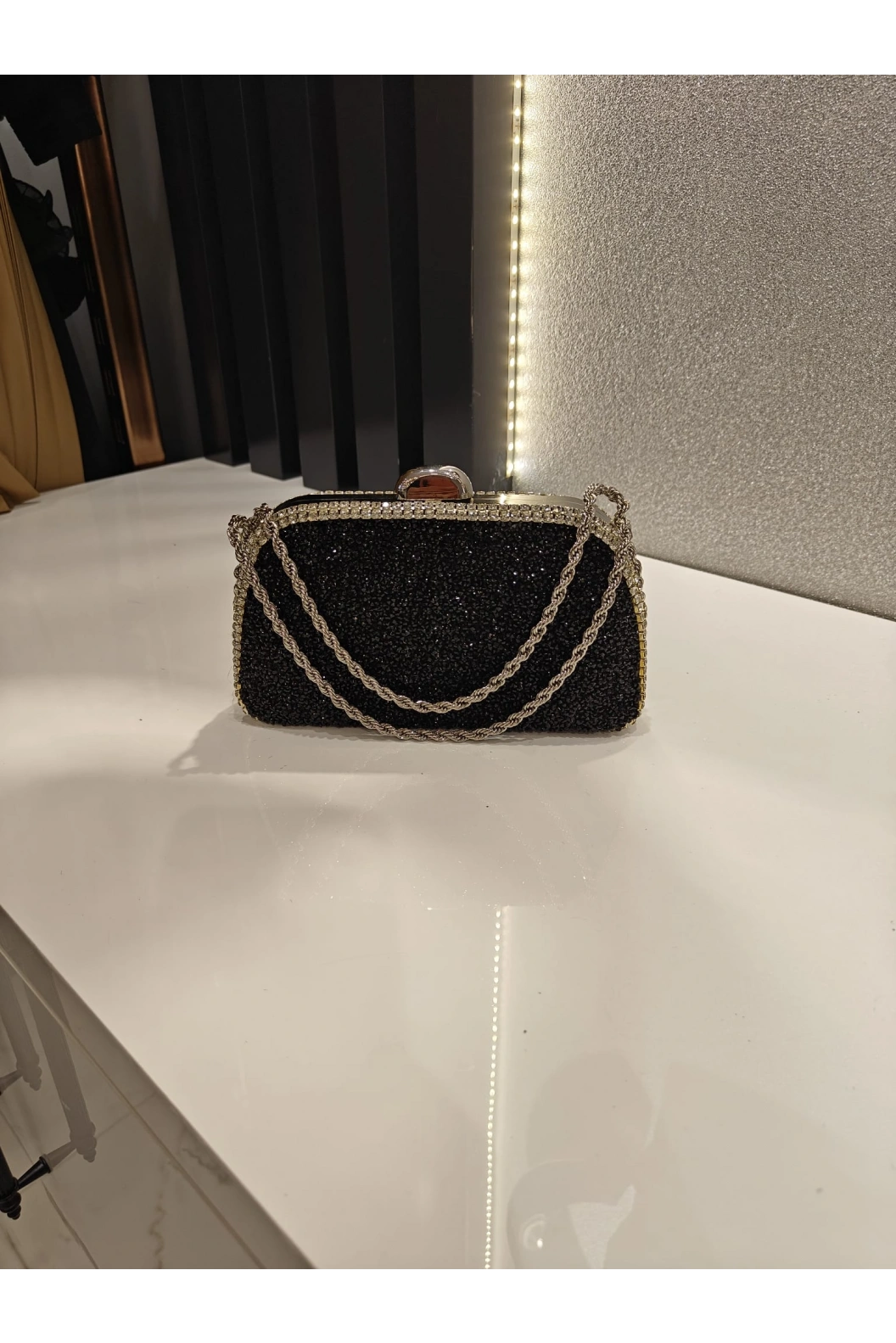 MERİHCE-SERPME ASKILI ABİYE ÇANTA SİYAH