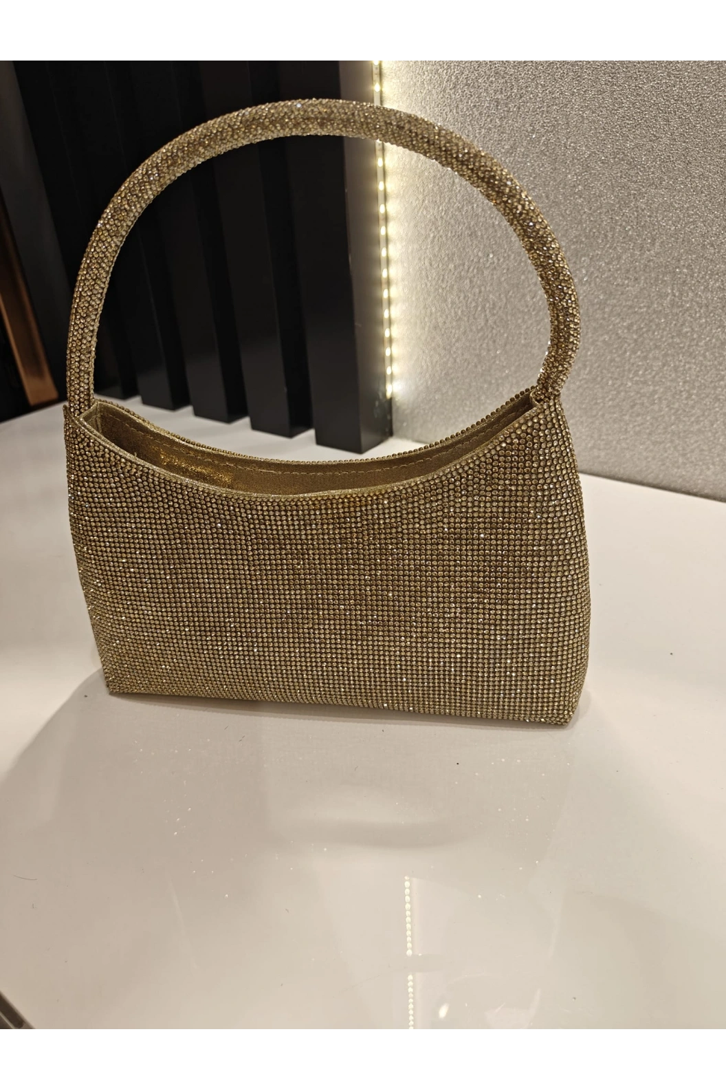 MERİHCE-ELİT TAŞLI KULPLU ÇANTA GOLD