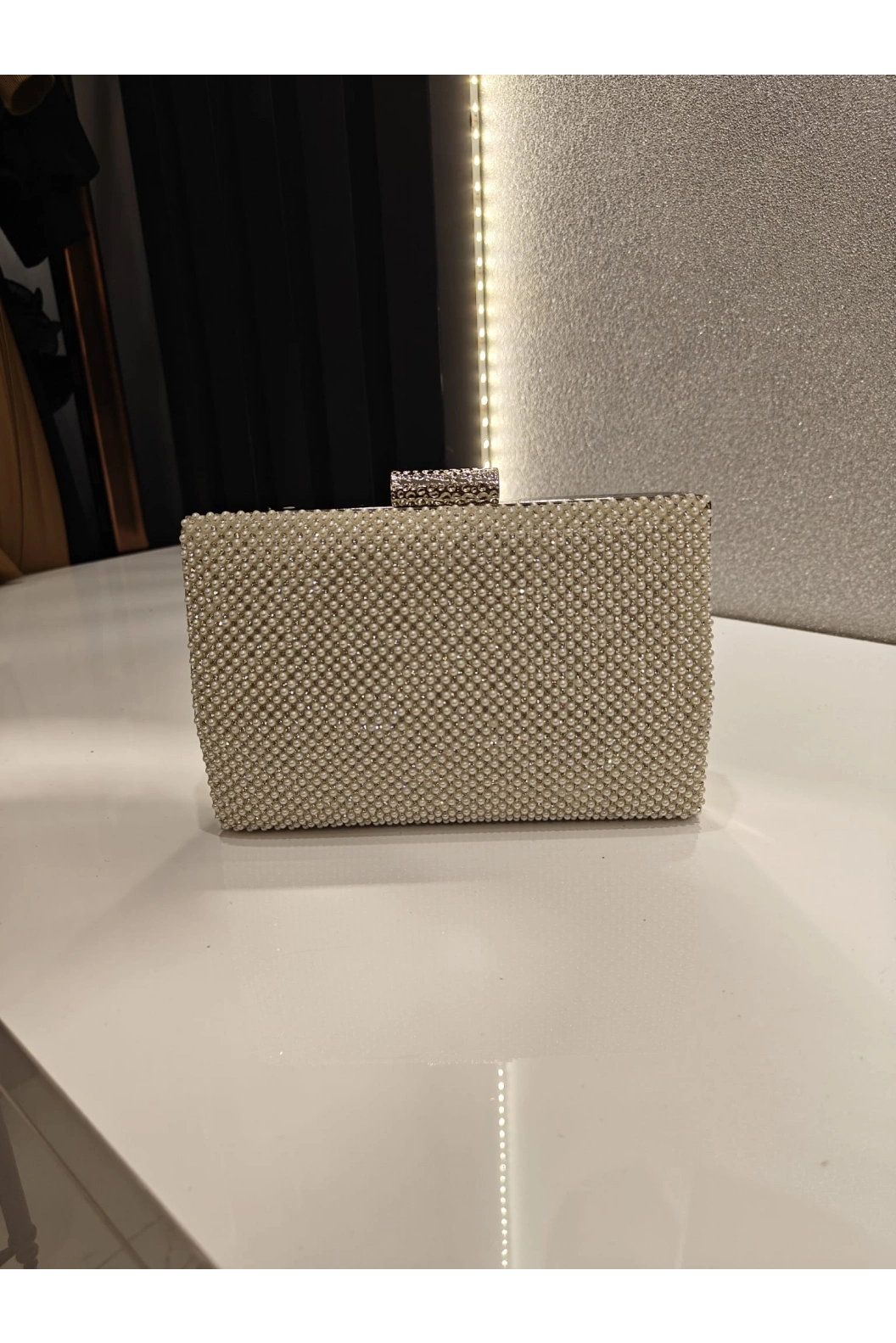 MERİHCE-İNCİLİ ABİYE ÇANTA EKRU