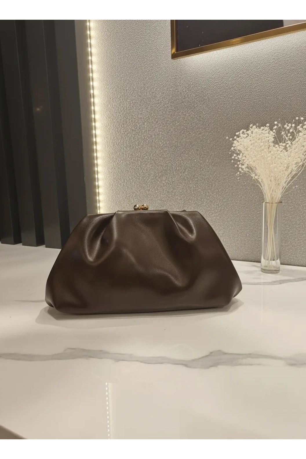 MERİHCE-KLİPSİ KLAÇ ÇANTA KAHVE