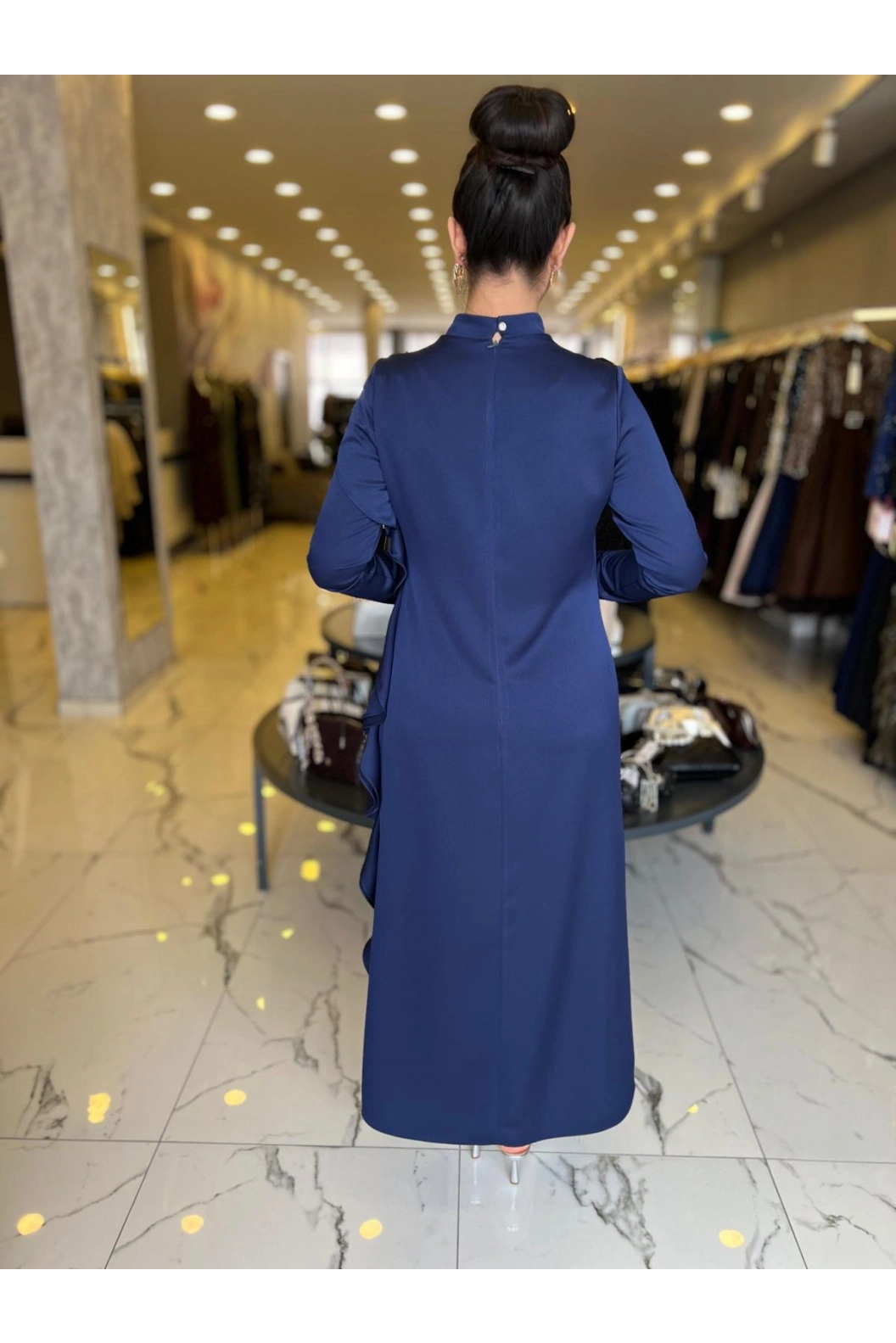 MATEKS-YANI FIRFIRLI ELBİSE LACİVERT