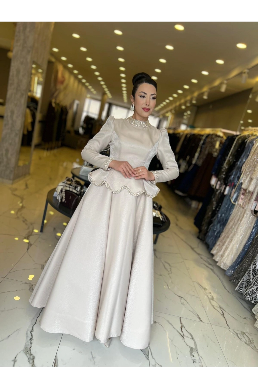 FERİHA-GÜLFEM KABARIK ABİYE BEJ