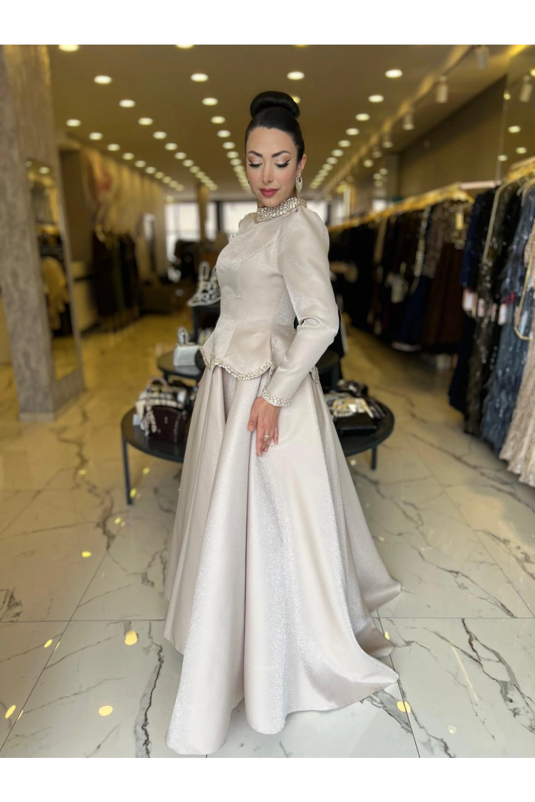 FERİHA-GÜLFEM KABARIK ABİYE BEJ