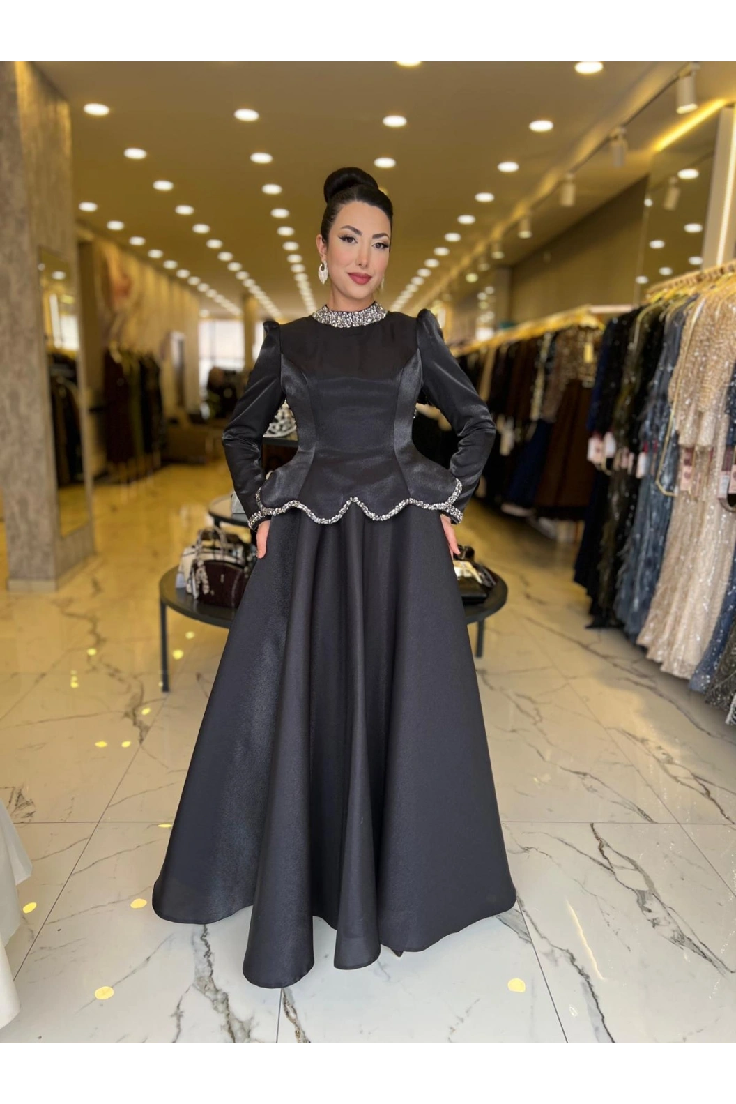 FERİHA-GÜLFEM KABARIK ABİYE SİYAH