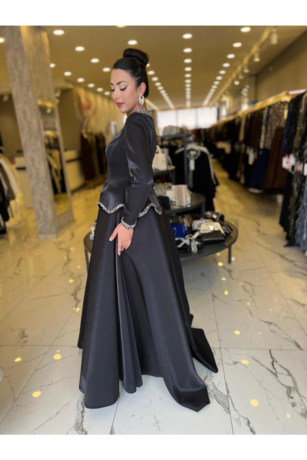 FERİHA-GÜLFEM KABARIK ABİYE SİYAH