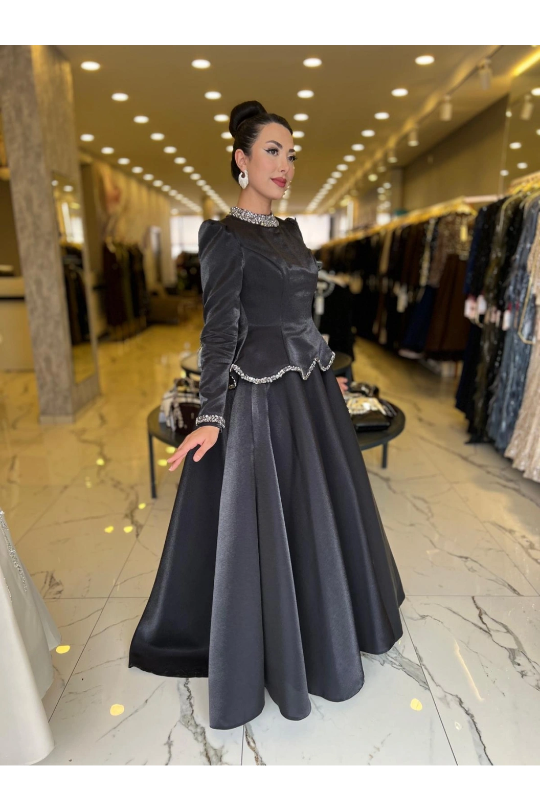 FERİHA-GÜLFEM KABARIK ABİYE SİYAH