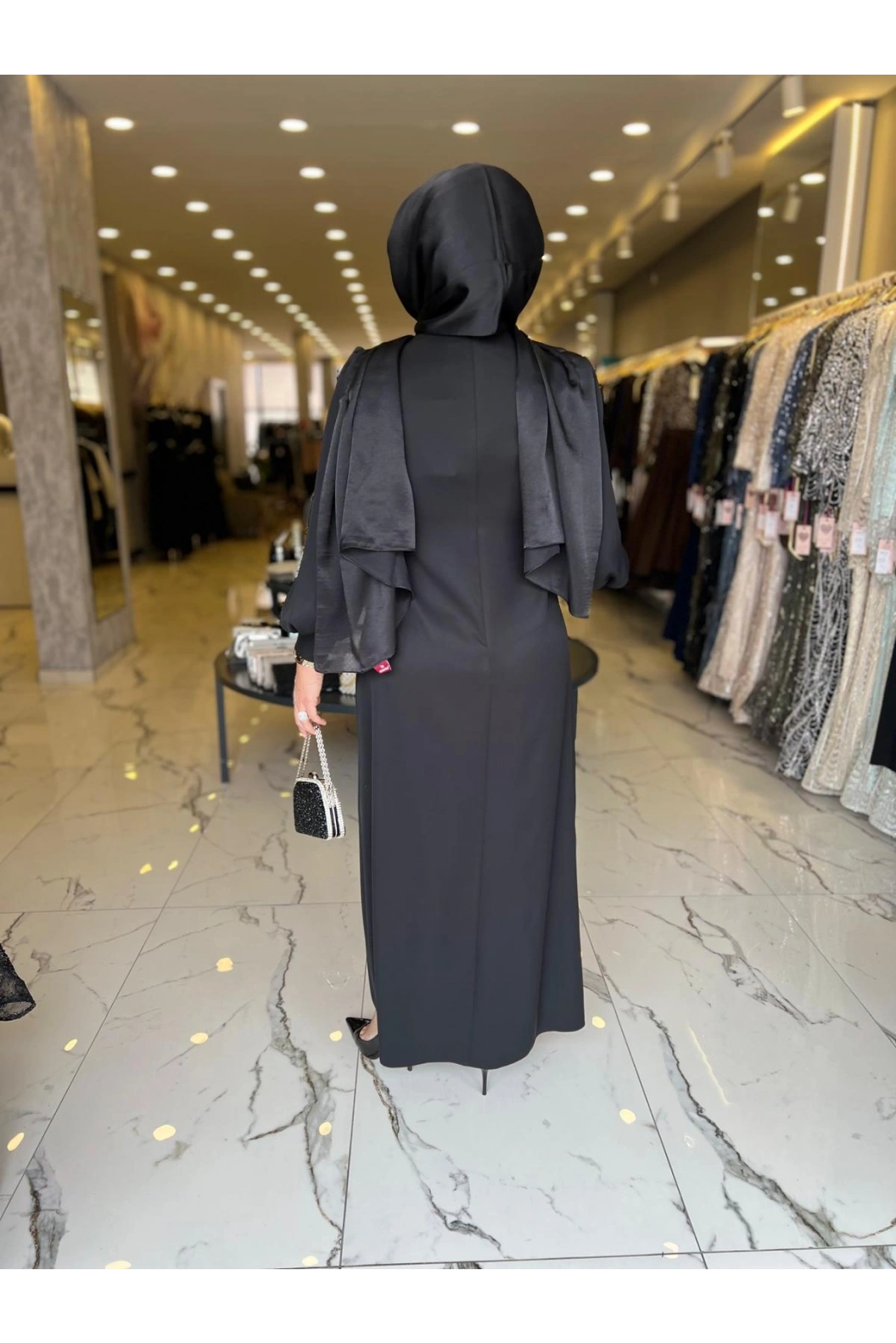 MATEKS-YANI TAŞLI ELBİSE SİYAH