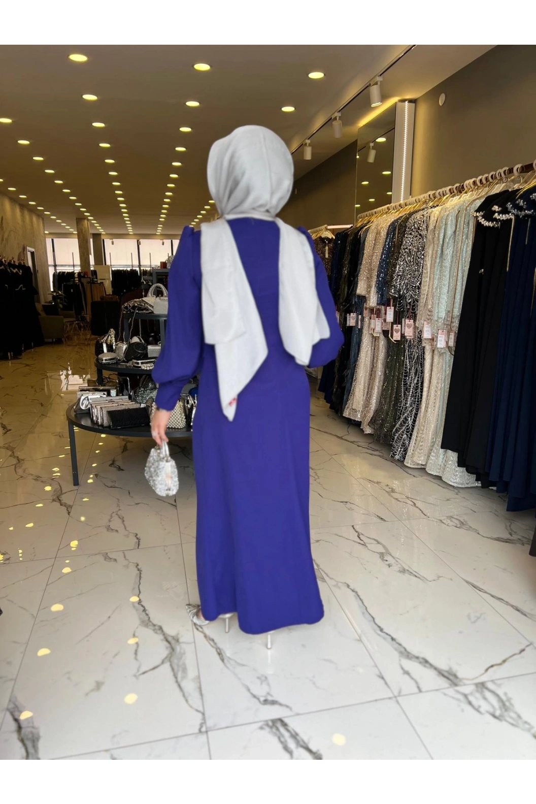 MATEKS-YANI TAŞLI ELBİSE MOR