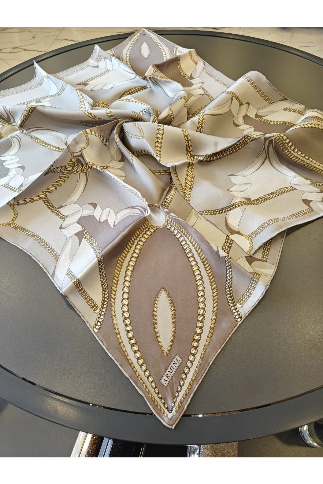 ARMİNE-%100 İPEK EŞARP VİZON