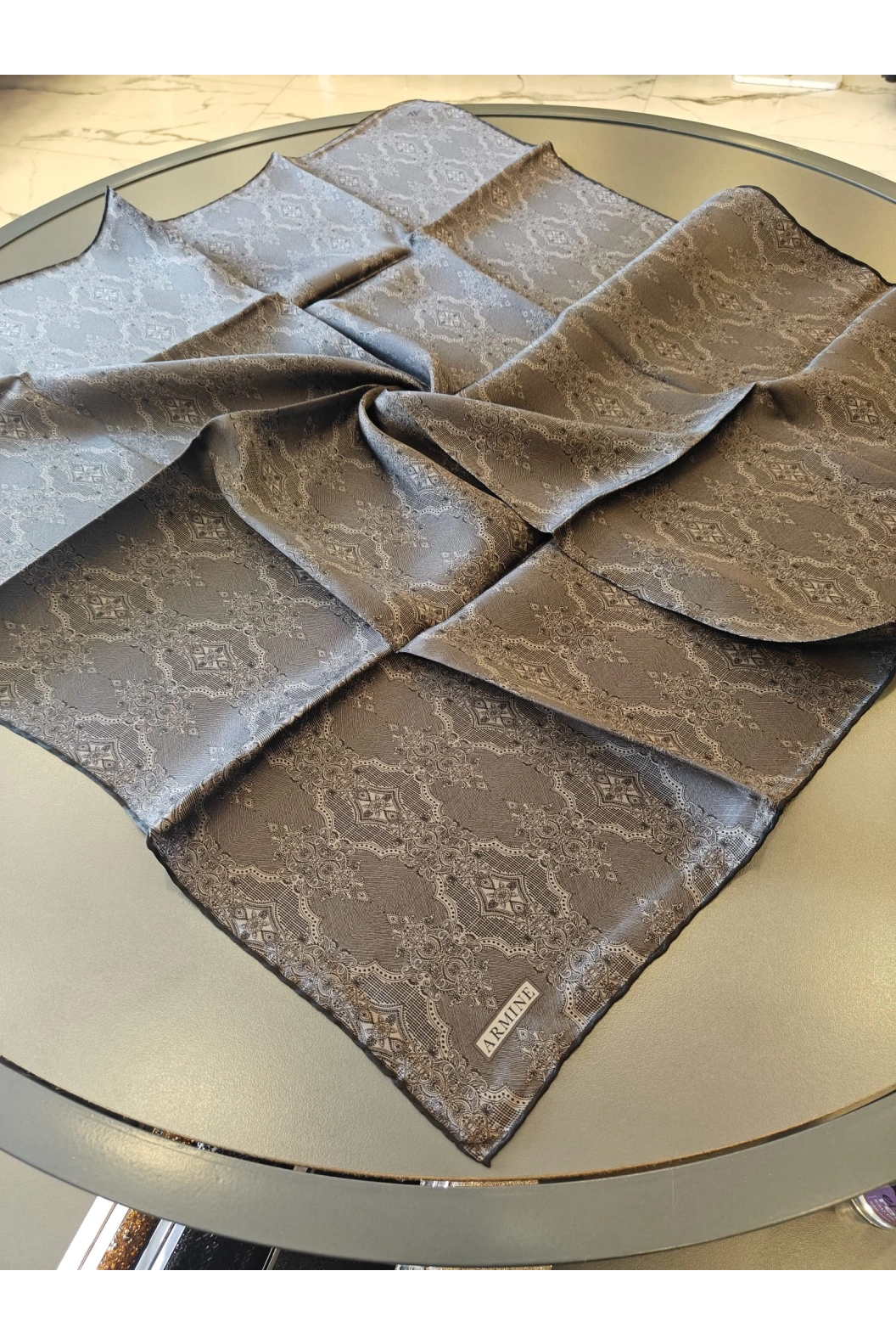 ARMİNE-% 100 İPEK EŞARP GRİ