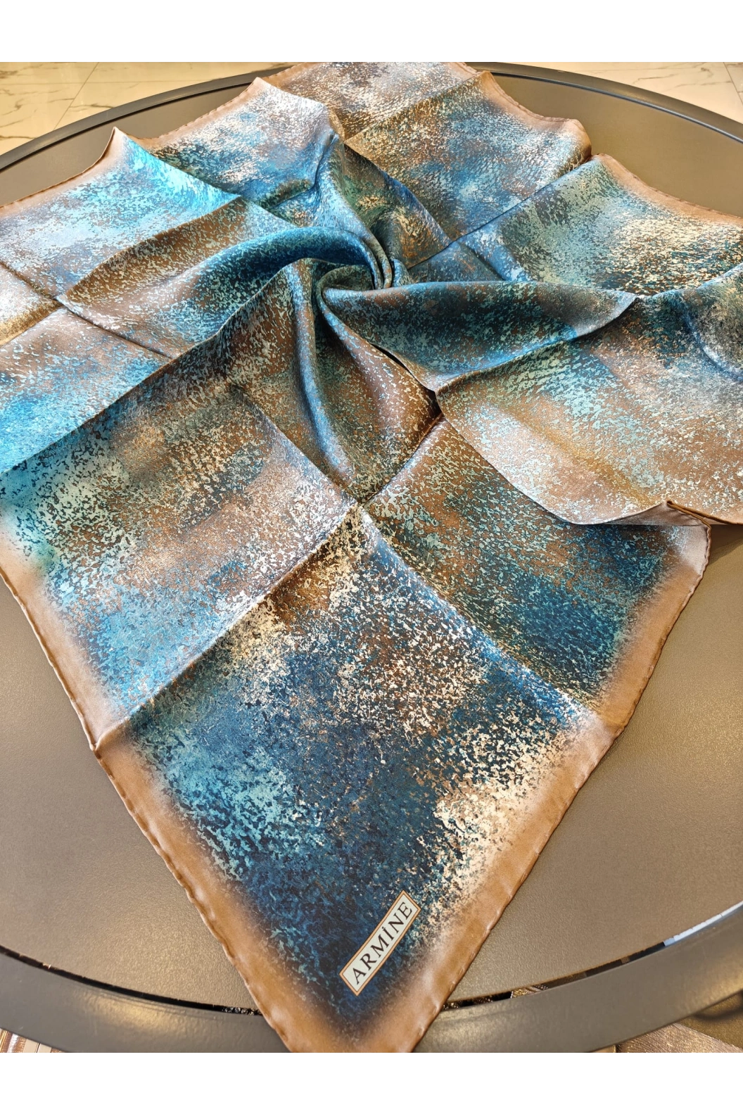 ARMİNE-% 100 İPEK EŞARP MAVİ