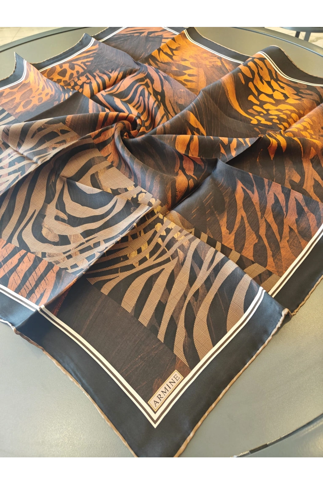 ARMİNE-%100 İPEK EŞARP KAHVE