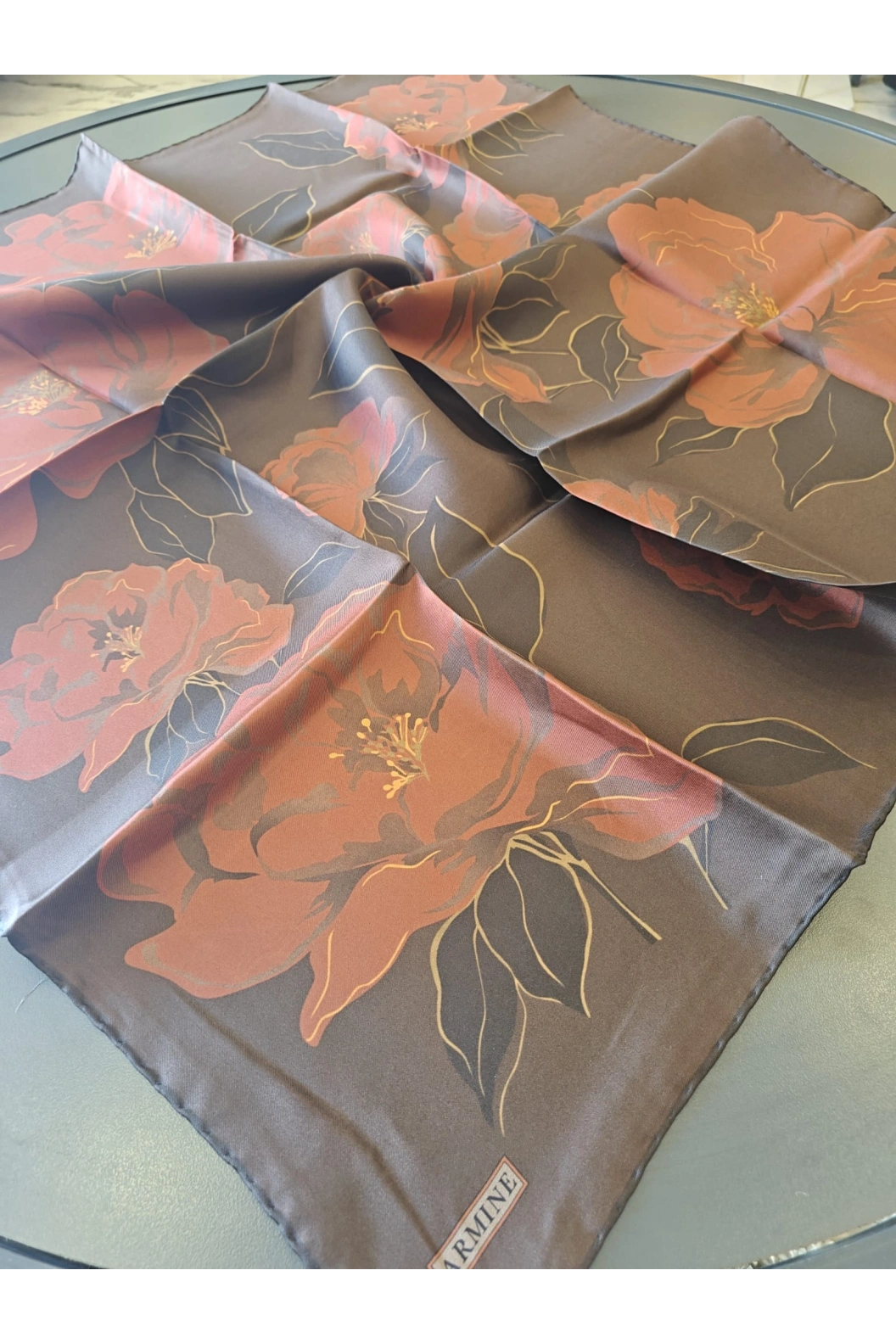 ARMİNE-% 100 İPEK EŞARP KAHVE