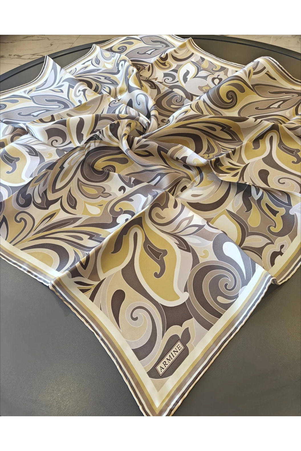 ARMİNE-%100 İPEK EŞARP VİZON