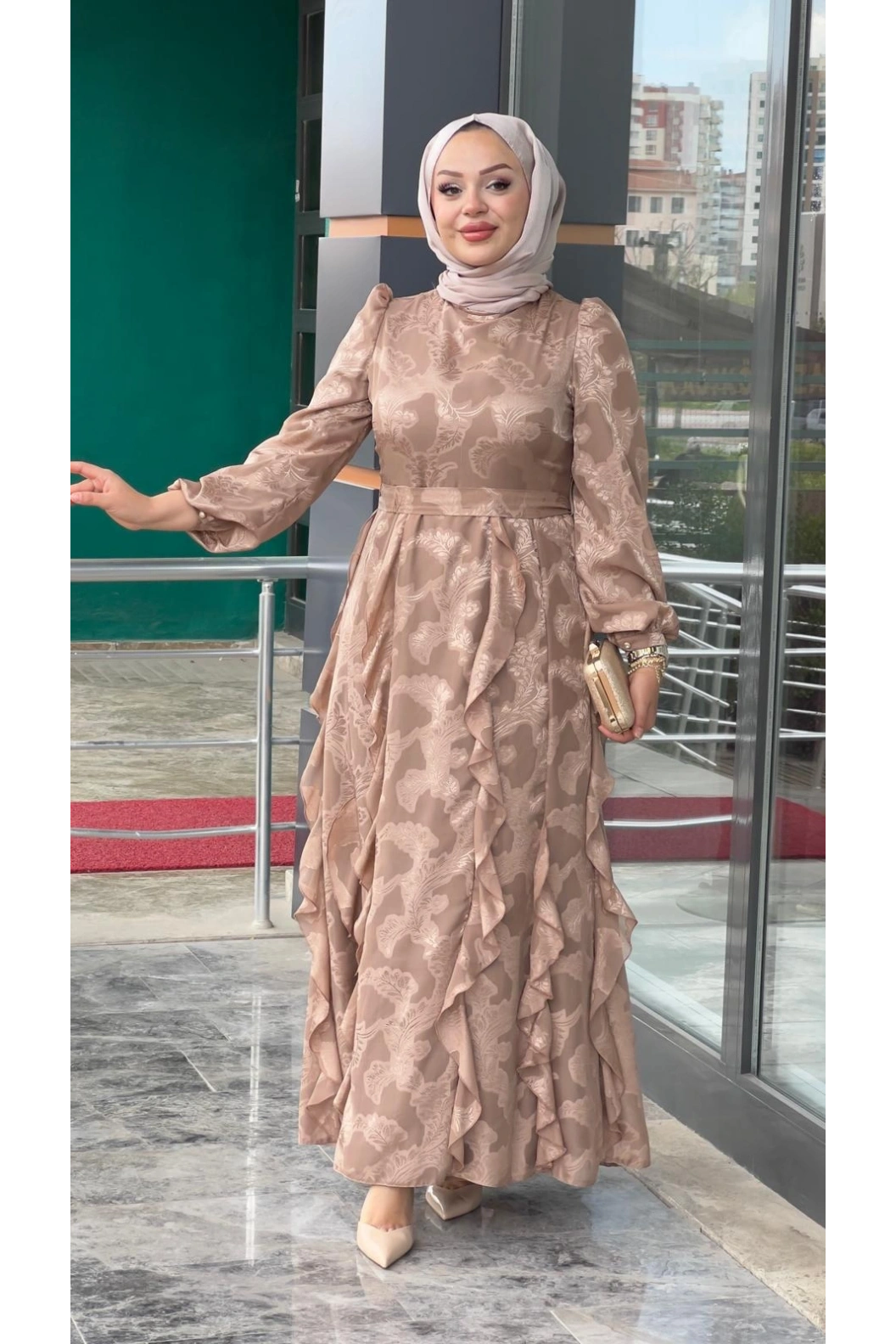 MATEKS-FIRFIRLI ELBİSE MOCHA